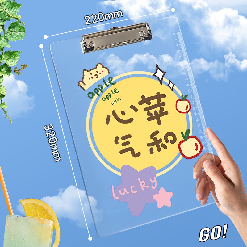 Cute acrylic board clip transparent A4 writing board test paper clip ...
