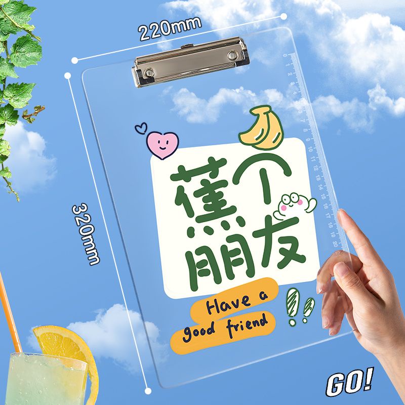 Cute acrylic board clip transparent A4 writing board test paper clip ...