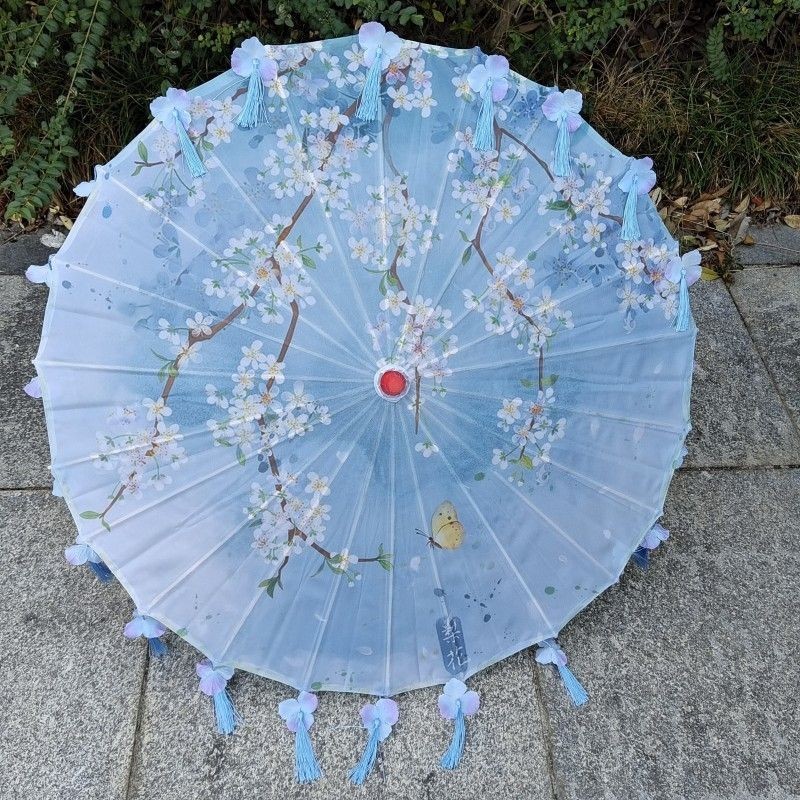 Classical Wind Flower Petal Umbrella, Tassel Umbrella, Hanfu Photo, Oil