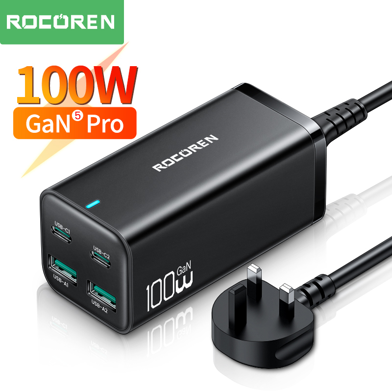 Rocoren GaN USB C Desktop Charger PD QC 4.0 5.0 3.0 USB Type C Fast