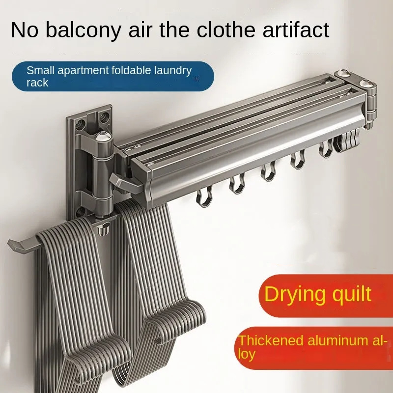 Folding Telescopic Drying Rack Wall-Mounted Invisible Clothes Rod