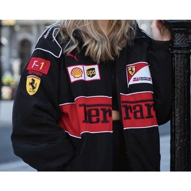 F1 Racing Jacket Long Sleeve Retro Motorcycle Ferrari Team Autumn ...