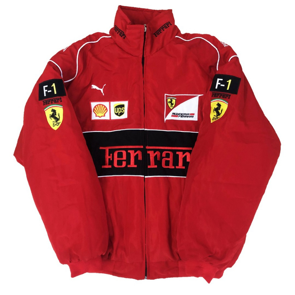 F1 Racing Jacket Long Sleeve Retro Motorcycle Ferrari Team F1 Racing Jacket Long Sleeve Retro Motorcycle Ferrari Team