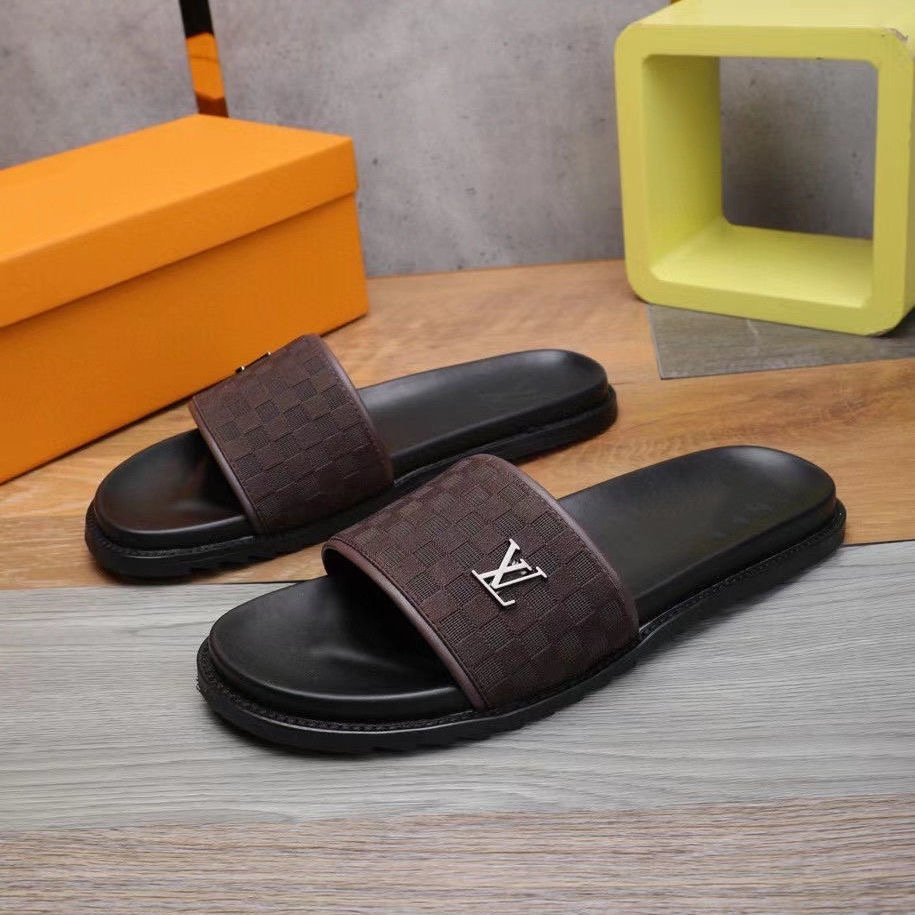 kasut lelaki Original Quality Louis Vuitton LV Slides slipper men ...