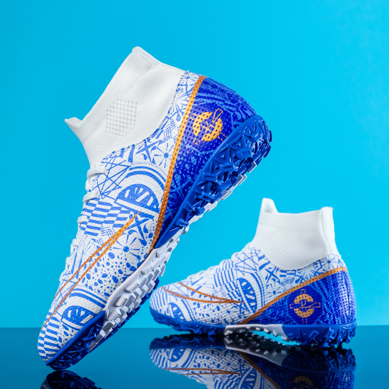 Hot sale CR7 style high top football boots professional men s and women s Futsal training shoes indoor soccer shoes Shopee Malaysia