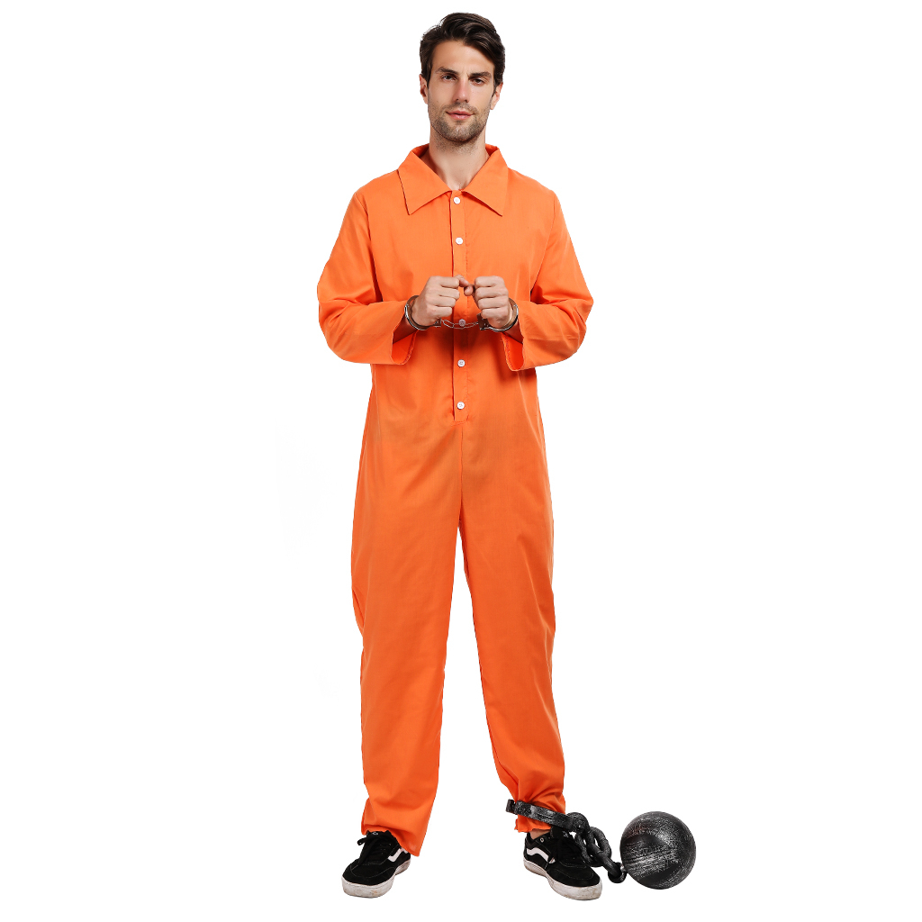 Ready Stock Men's Bad Boy Convict Costume Male Halloween Orange ...
