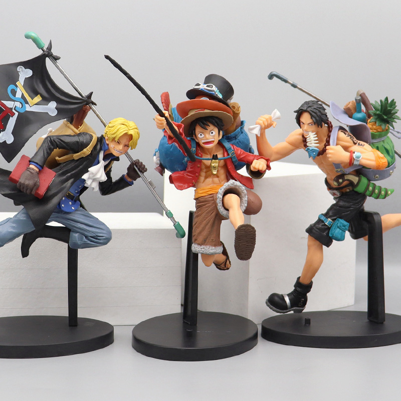 Anime One Piece Luffy Ace Sabo Treasure Toy Figura Três Irmãos Correndo ...