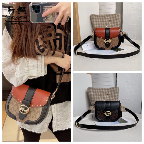 [Best selling style saddle bag]100 original Coach One shoulder bag