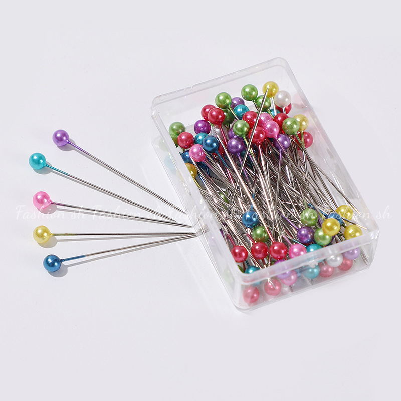 80pcs/box Colorful Pearl Long Needle Muslim Scarf Needle 38mm plastic ...