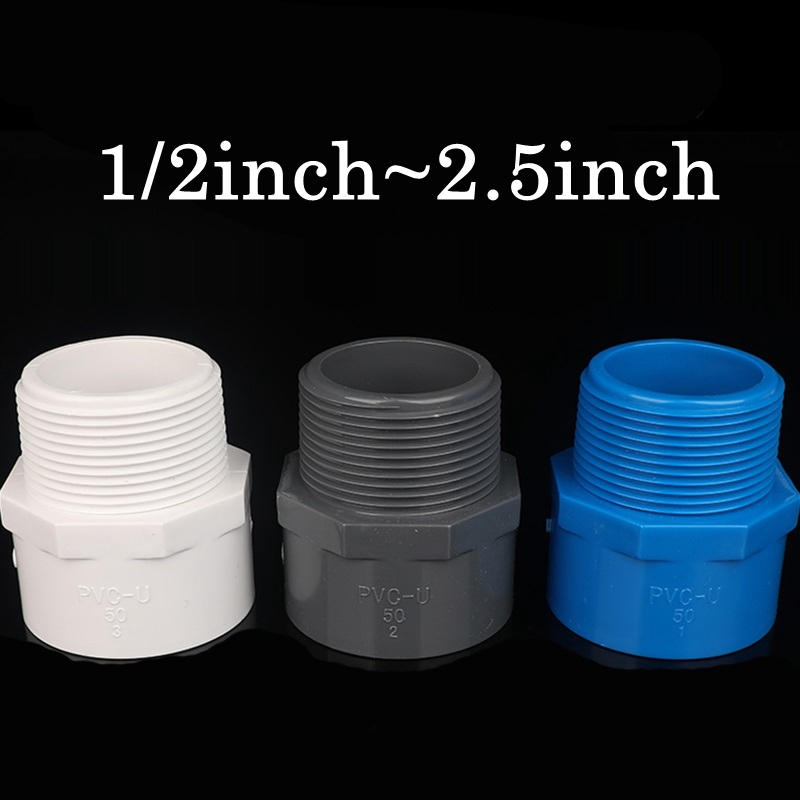 2PCS 1/2"2.5" Plastic Pipe Adapter PVC Plug Hose Connector Male Thread