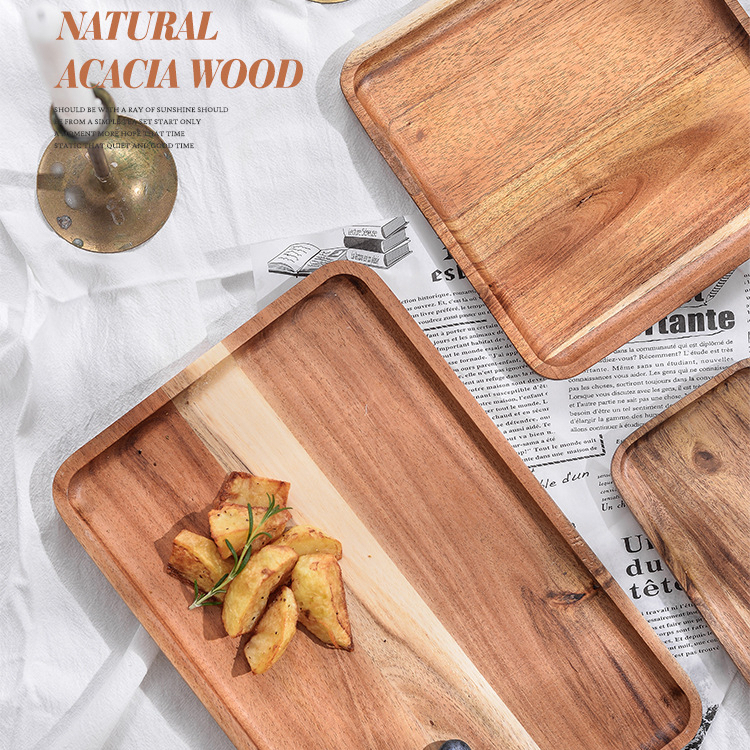 Japanese Style Acacia Wood Cutlery Tray Tea Fruit Food Server Dish
