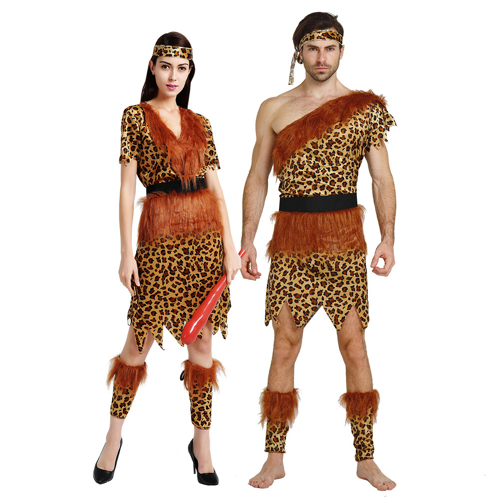 Adult Mens And Women Primitive Savages Costume Fred Flinstones Stone Age Indian Man Cosplay