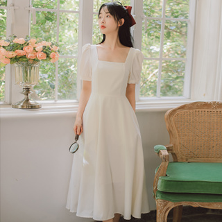 2023 Summer black dress for women casual dress plus size formal dress  elegant puff sleeve long dress Korean