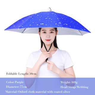 Aimiya Umbrella Hat Head Mounted Good Ventilating Heat Dissipation Double-Layer Rainproof Folding Anti-UV Fishing Umbrella Cap for Outdoor, Men's