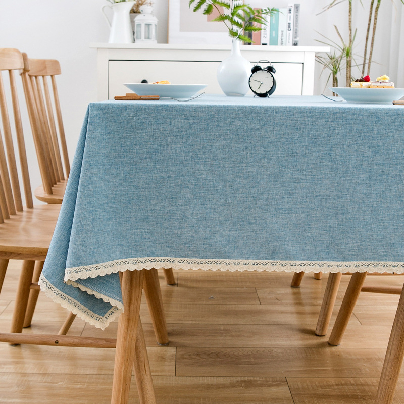 Nordic style table cloth for 4/6/8 seats pure color cotton and linen