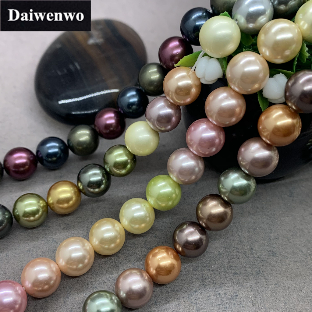 4 Type Plating Mixed Colorful Ocean Shell Pearl Bead 6/8/10/12mm Round ...
