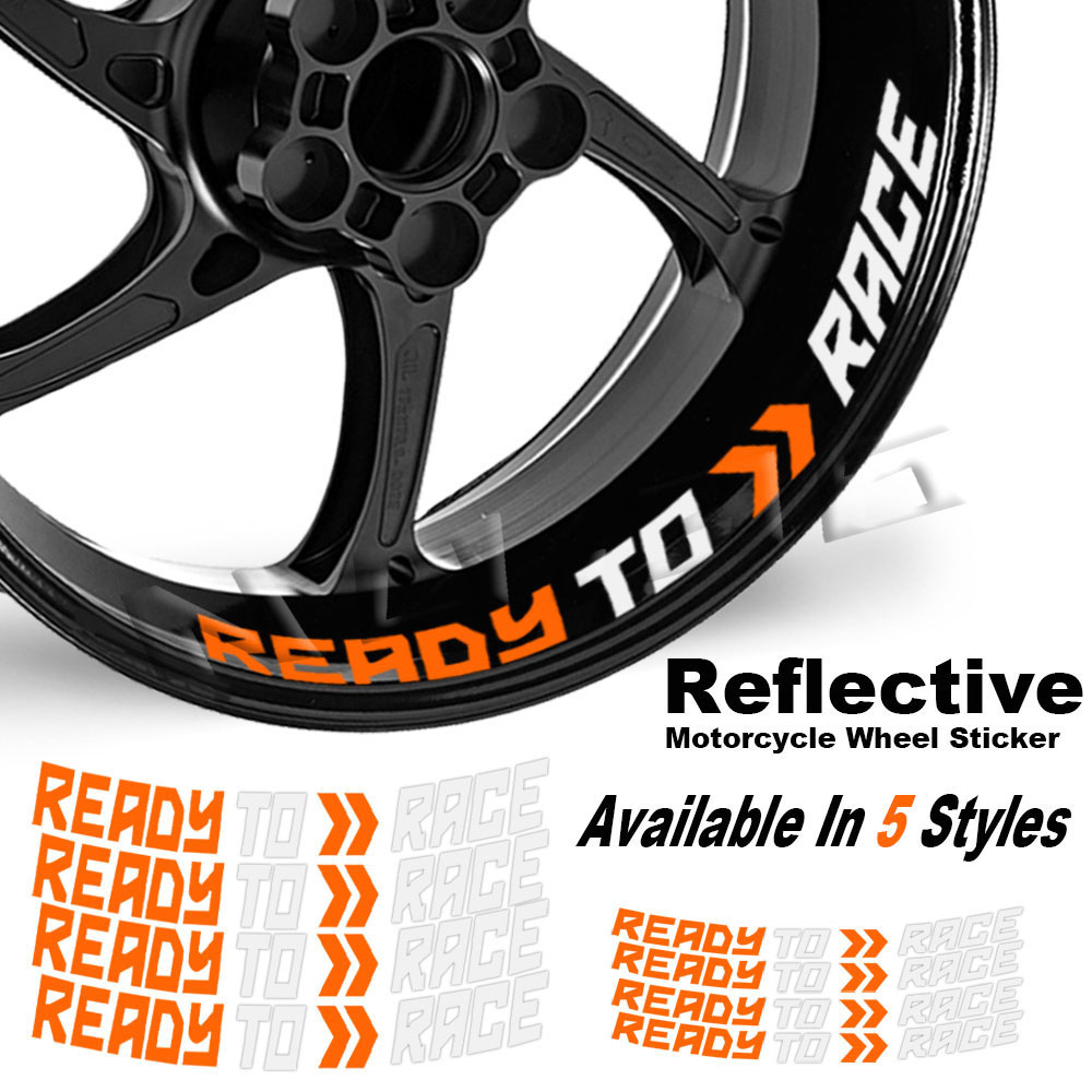 Reflective Motorcycle Wheel Sticker Rim Decals READY TO RACE ...