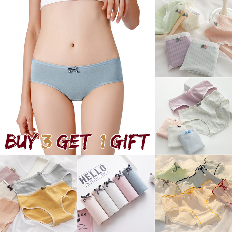 5pcs/bag Mid-Waist Women Underwear Pure Colors Breathable Cotton Panties  Minimalist style Girls' Briefs