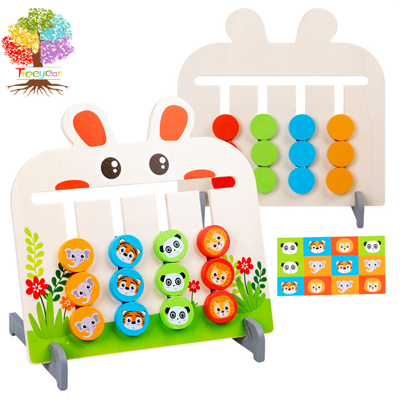 Montessori Preschool Learning Toys Slide Puzzle Board Color Shape ...