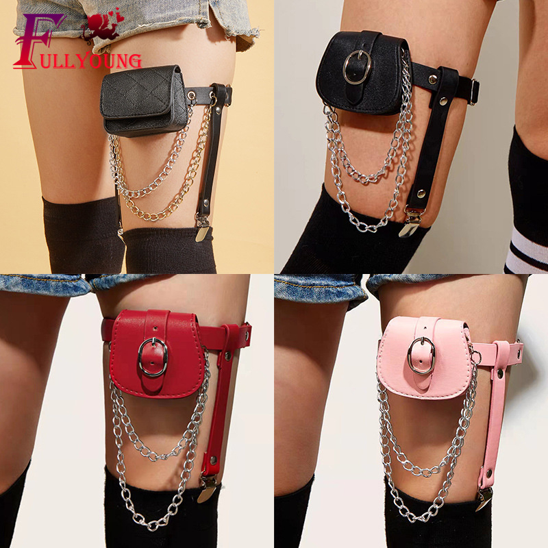 Garter Belt Sock Clip Leg Ring Jk Leg Chain Female Thigh Ring Punk Japanese Cute Tie Silk Sock