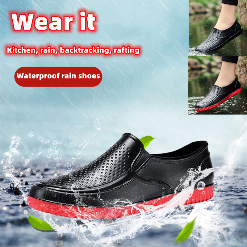 Lowtop rain shoes men's shallow mouth summer fashion set of shoes anti