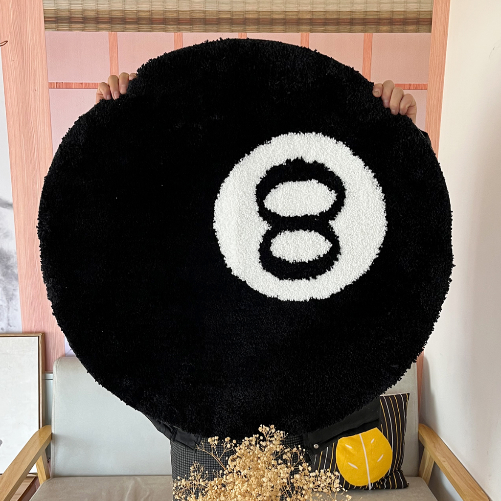 Black 8 BALL rugs Billiards Bedroom Aesthetic Minimalist Tufted Custom