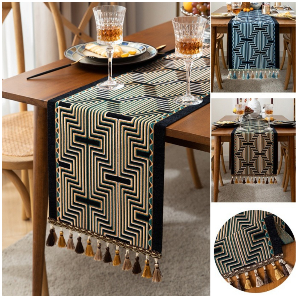 Luxry Retro Jacquard Luxury Table Runner Cloth Modern Center Table Mat