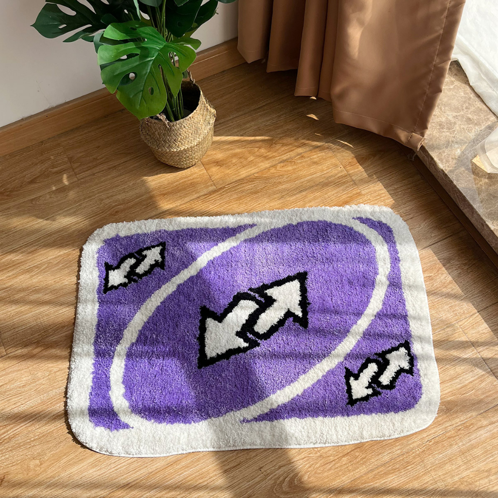 Purple Reverse Card Rug for Girls Rooms Handmade Tufted Rug for