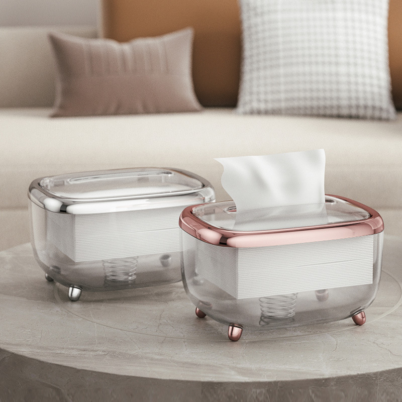 Transparent Paper Box Napkin Storage Box Flip Cover Magnetic Opening ...