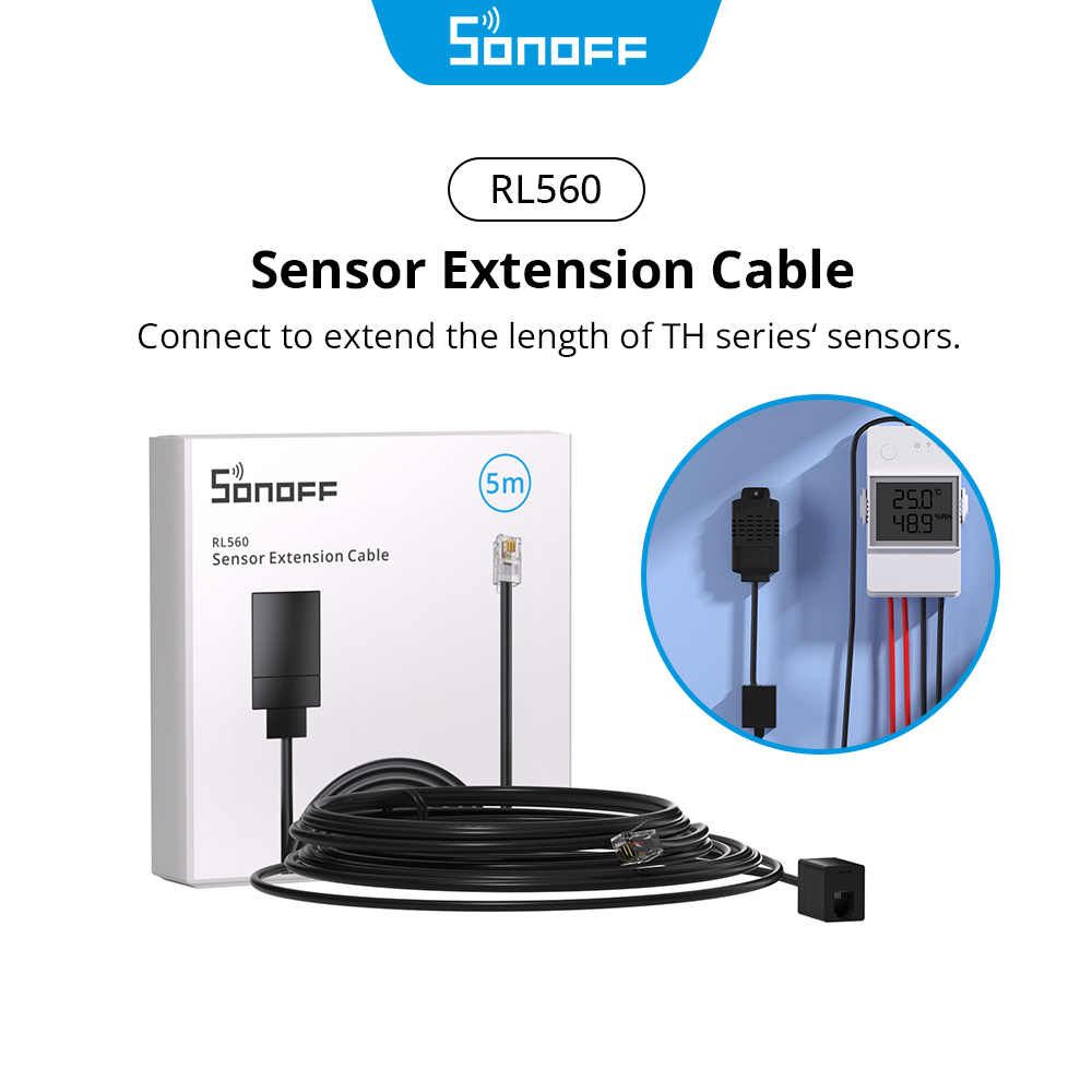 SONOFF RL560 5M Extension Cable with TH ELite Temperature WTS01/THS01