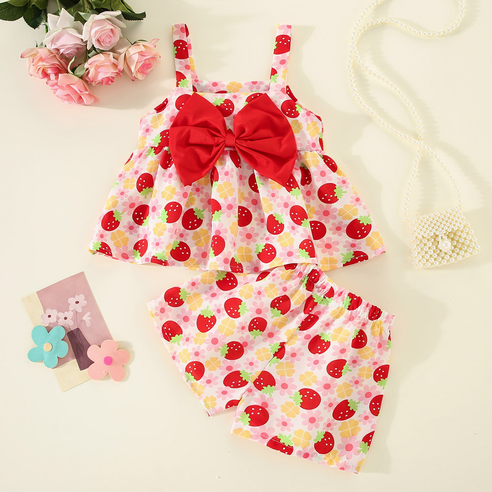 2 pcs Baby Girl Fruity Freeze Fun Top & Short Set