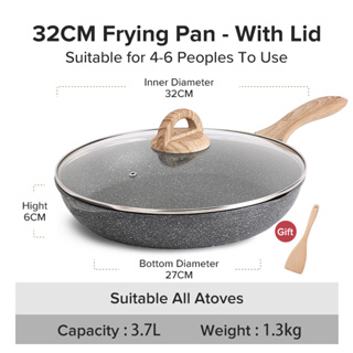 JEETEE 4 PCS Non Stick Kitchen Cookware Set（28CM deep frying pan+24CM frying  pan+24CM casserole+16CM saucepan)