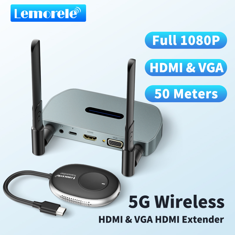 Lemorele Q5R1 Wireless HDMI Transmitter Receiver Extender 5G Kit 165FT