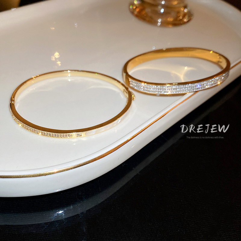 Real Gold Plating Zircon Buckle Bracelet Korean Niche HighEnd Light