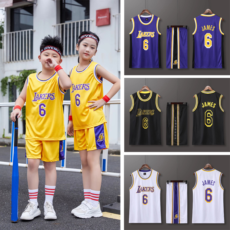 NBA Los Angeles Lakers 6 JAMES Basketball Uniforms Kids Basketball