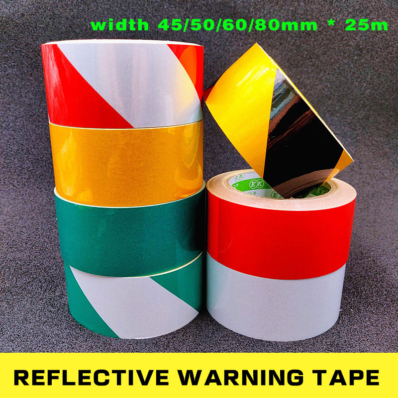 Reflective Tape Width 45/50/60/80mm * 25m Safety Warning Sign Sticker ...