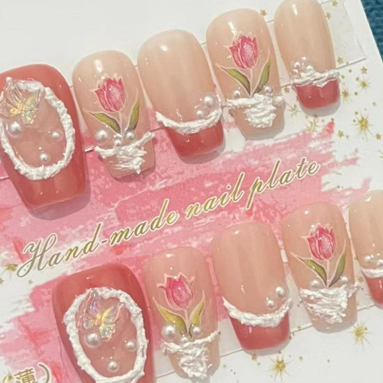 Wakeywakeyxx Handmade Nails Light Luxury Temperament Plaster Handmade