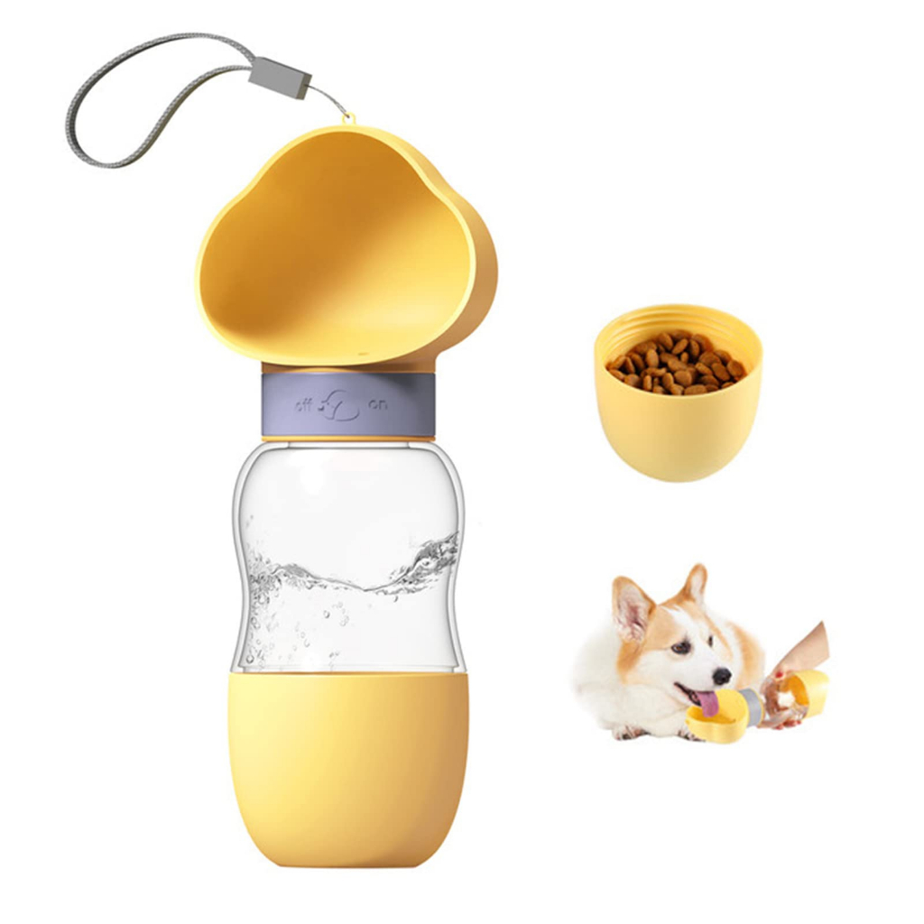 Portable 2 in 1 Dog Water Bottle Dispenser with Food Container Leak