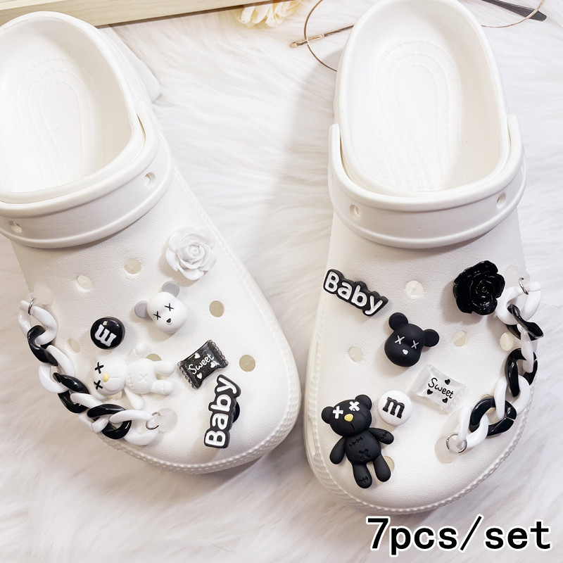7pcs/set Bearbrick KAWS Croc Jibz Charm Button Fashion Shoes ...