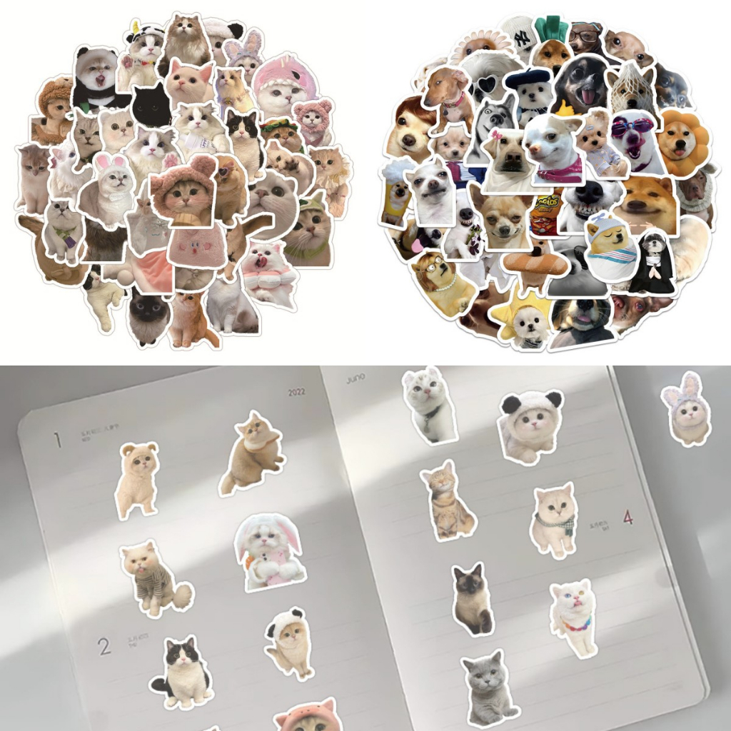 60PCS Dogs and Cats Stickers For Notebook Laptop Helmet Decal | Shopee ...