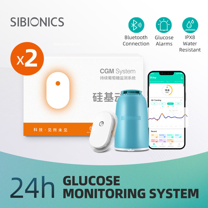 Sibionics Blood Glucose Meter 24h Real Time Monitoring Tester Diabetes