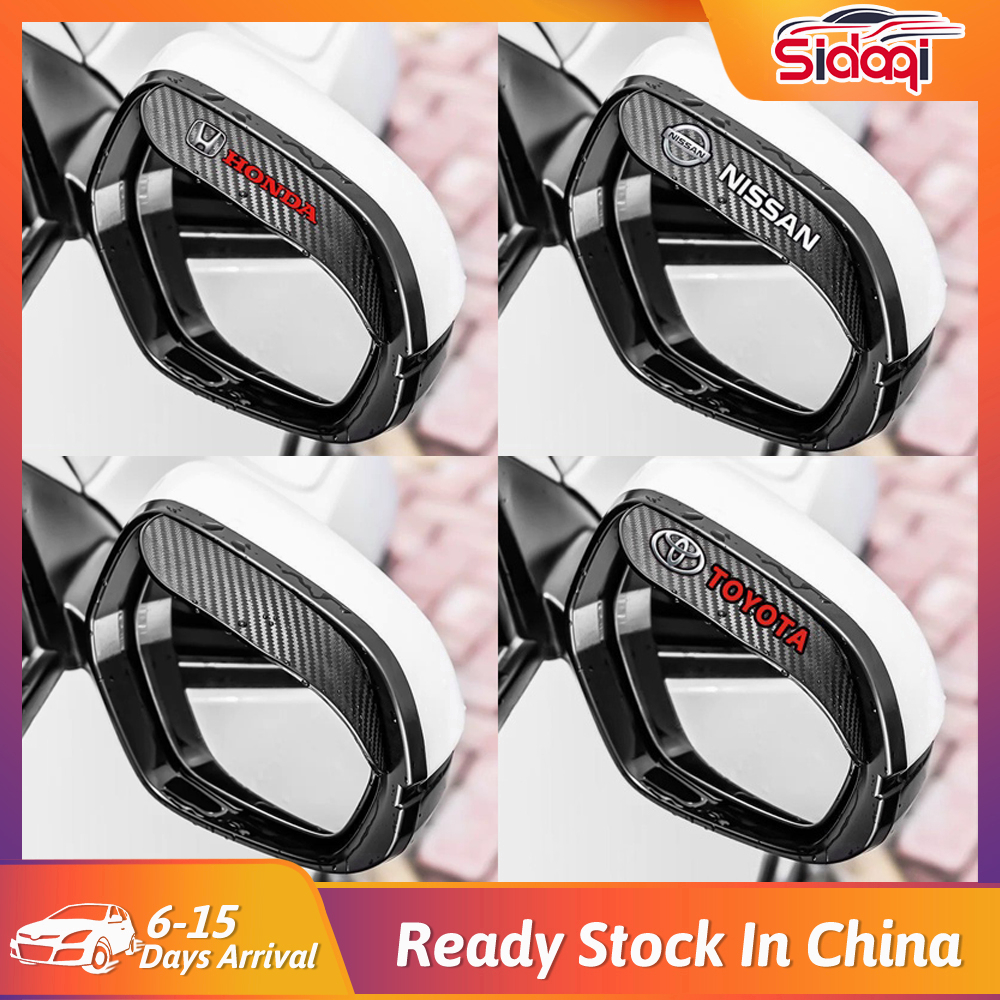 2Pieces Toyota Car Rear View Mirror Visor Carbon Fiber Rain Eyebrow
