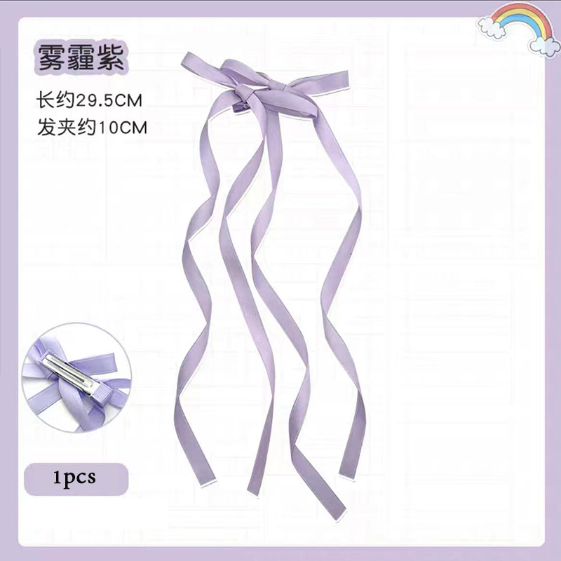 Balletcore Long Ribbon Bow Hair Clip for Women Korean Style Ins Sweet ...