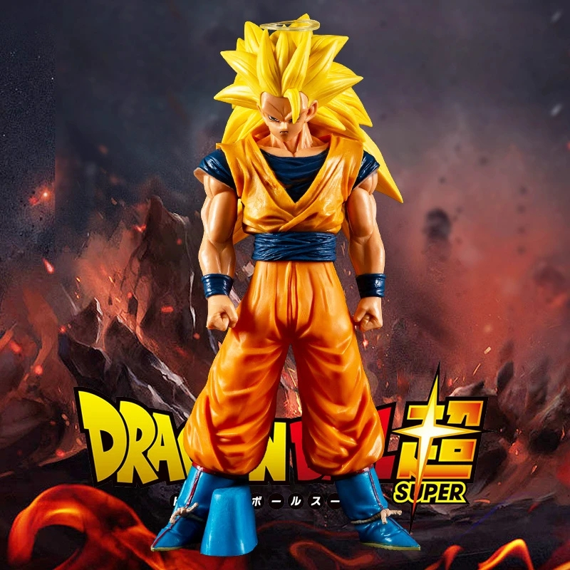 32CM Anime Dragon Ball Z Son Goku SSJ3 Figures Super Saiyan 3 Goku PVC ...