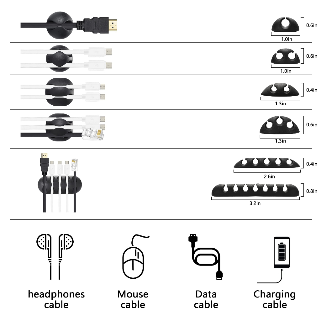 Product image 173 Pcs Cable Management Organizer Kit, 4 Cable Sleeve Split, 47 Self Adhesive Cable Clips, 10 Cable Ties, 10 Adhesive Wall Cable Tie, 100 Fasten Cable Ties, 2 Roll Cable Tie 1