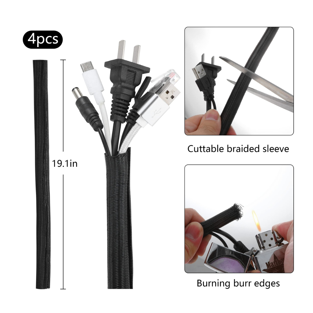 Product image 173 Pcs Cable Management Organizer Kit, 4 Cable Sleeve Split, 47 Self Adhesive Cable Clips, 10 Cable Ties, 10 Adhesive Wall Cable Tie, 100 Fasten Cable Ties, 2 Roll Cable Tie 2