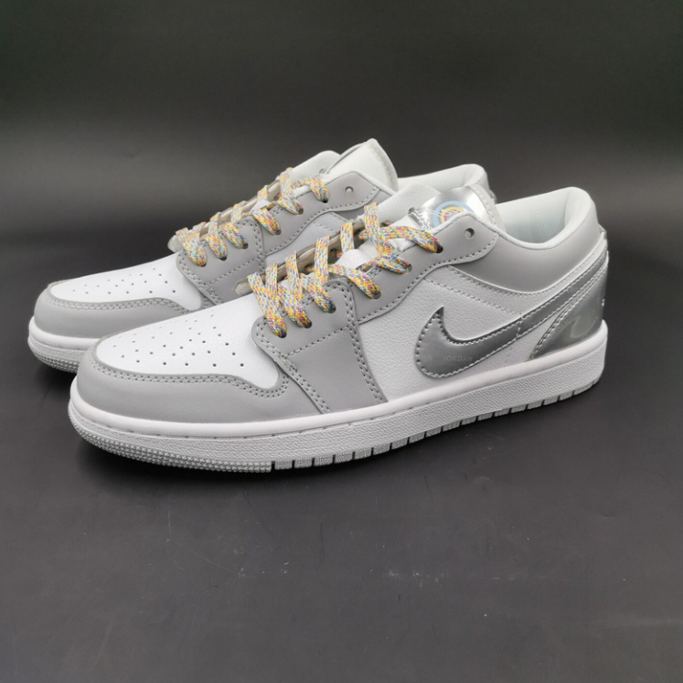 New design Air Jordan 1 AJ1 low se White silver men shoes sneakers ...