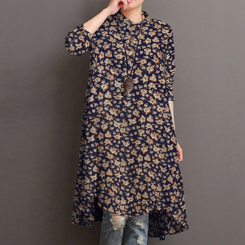 Women's Long Sleeve Ruched Bodycon Shirt Dress – High Low Hem, Front Split, Casual Tunic Blouse Top - View #9
