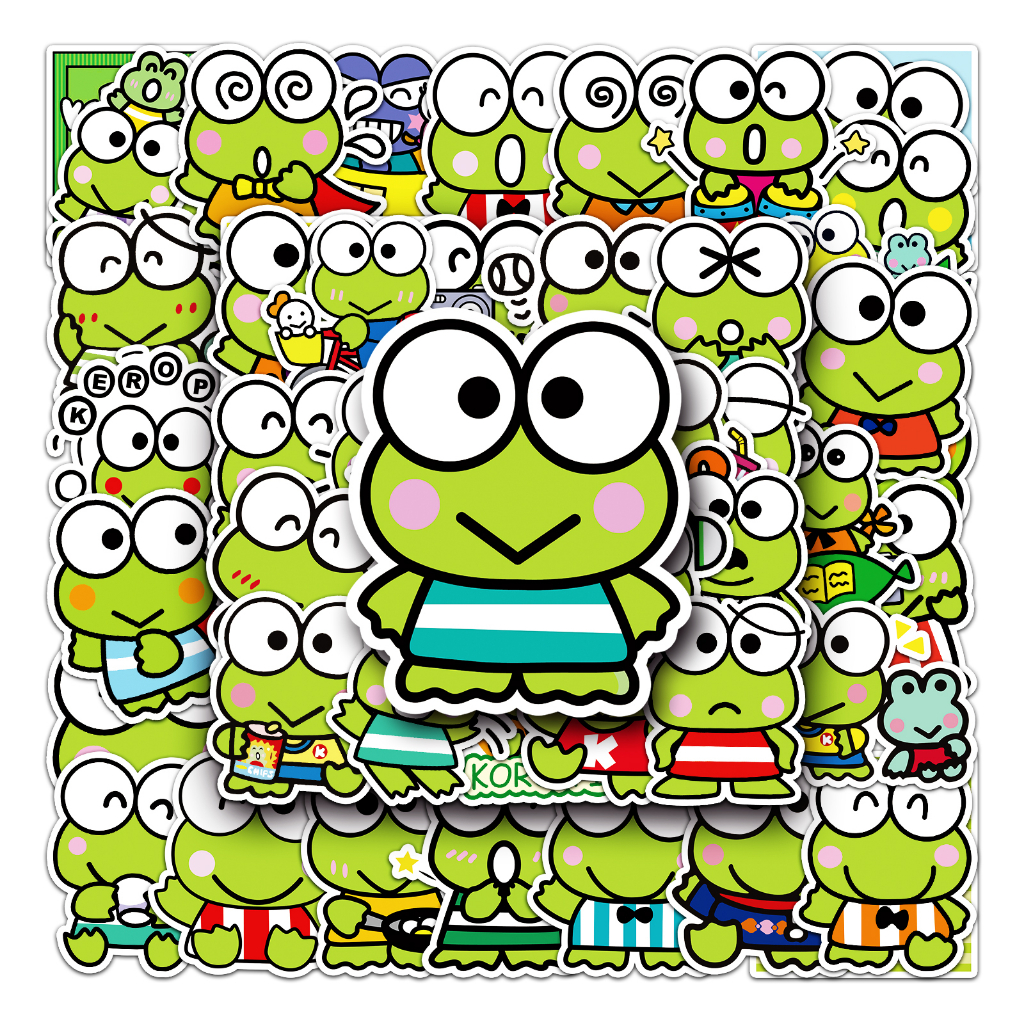 53 Piece Funny Cute Koloby the big eyed frog Creative Motor Stickers ...