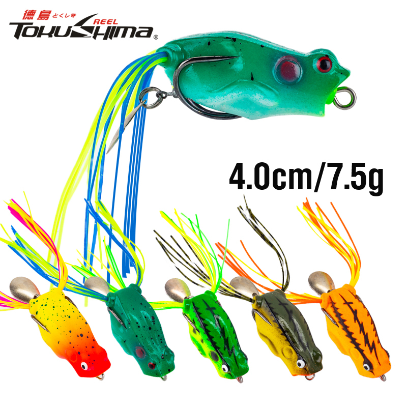 1pcs 4.0cm/7.5g Topwater Soft Frog Toman Lure with Sequins Jump